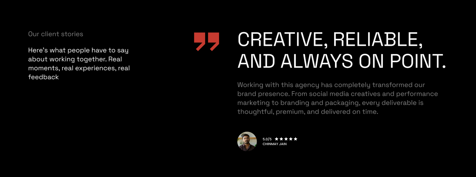 Client testimonial