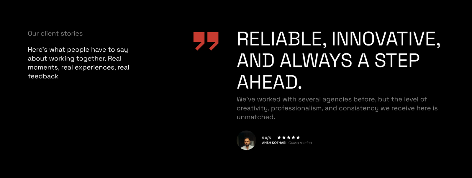 Client testimonial