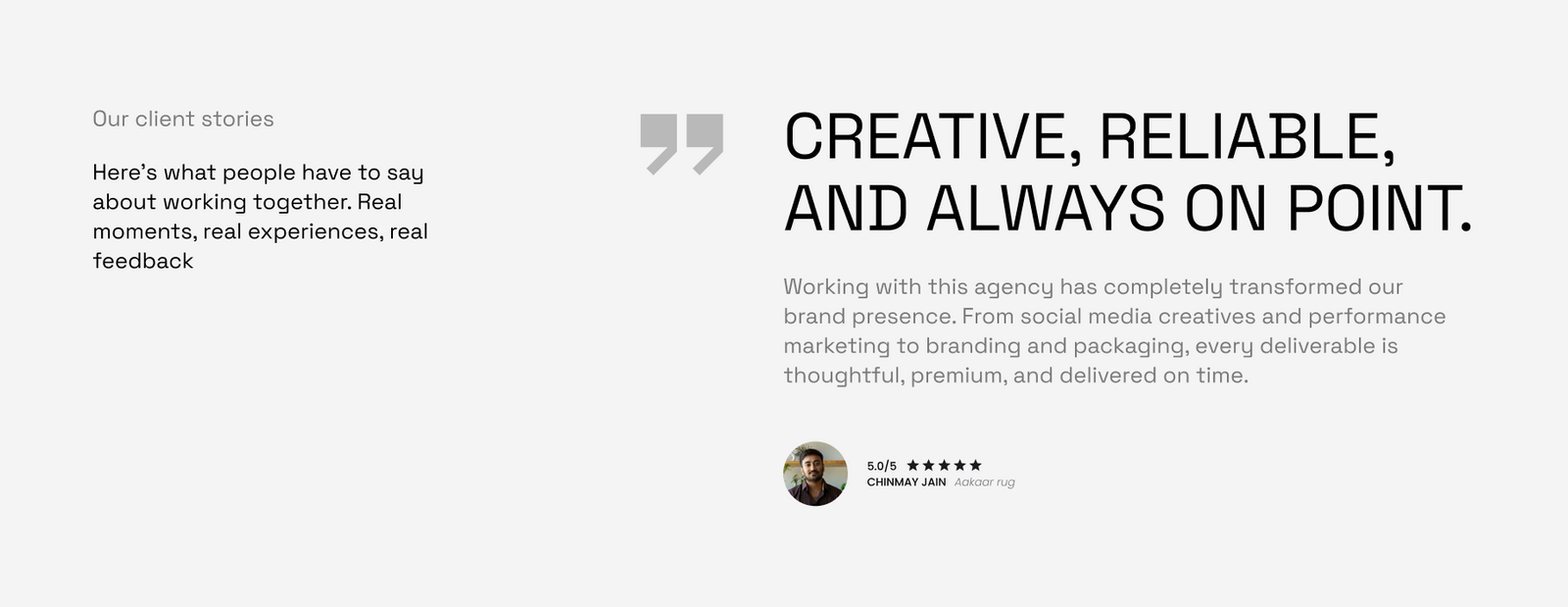 Client testimonial