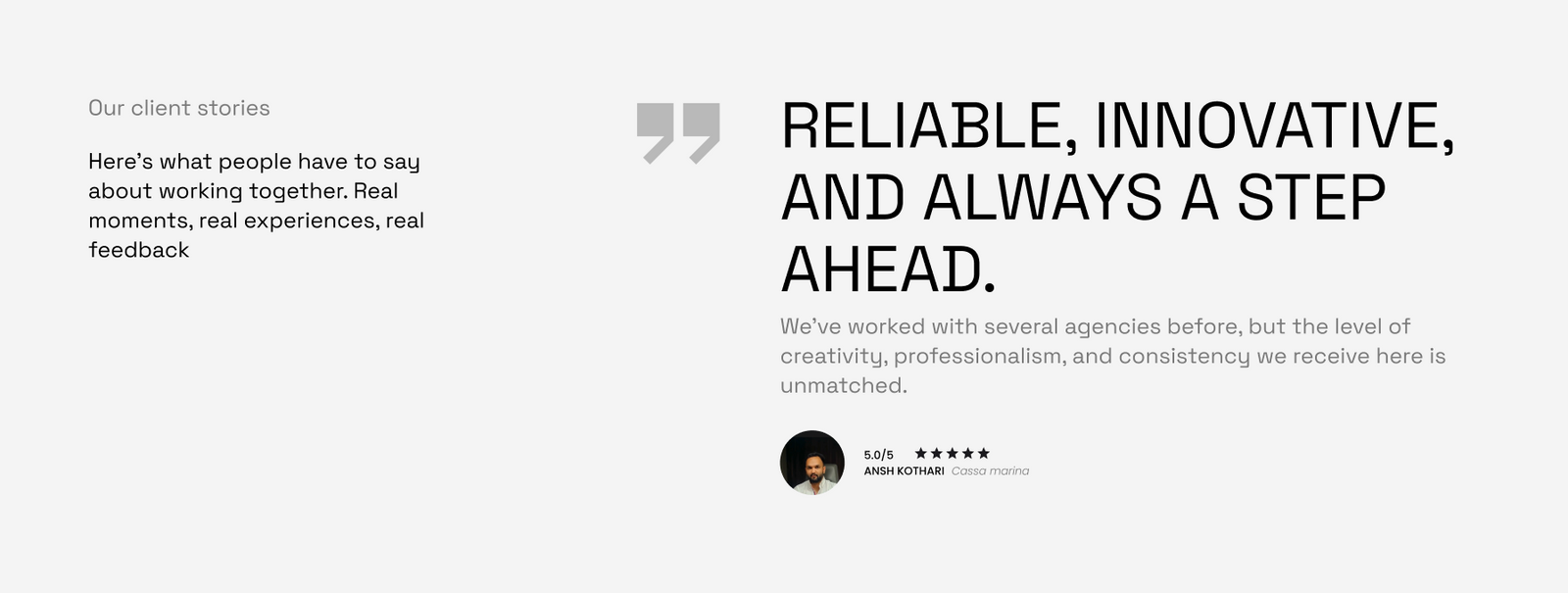 Client testimonial